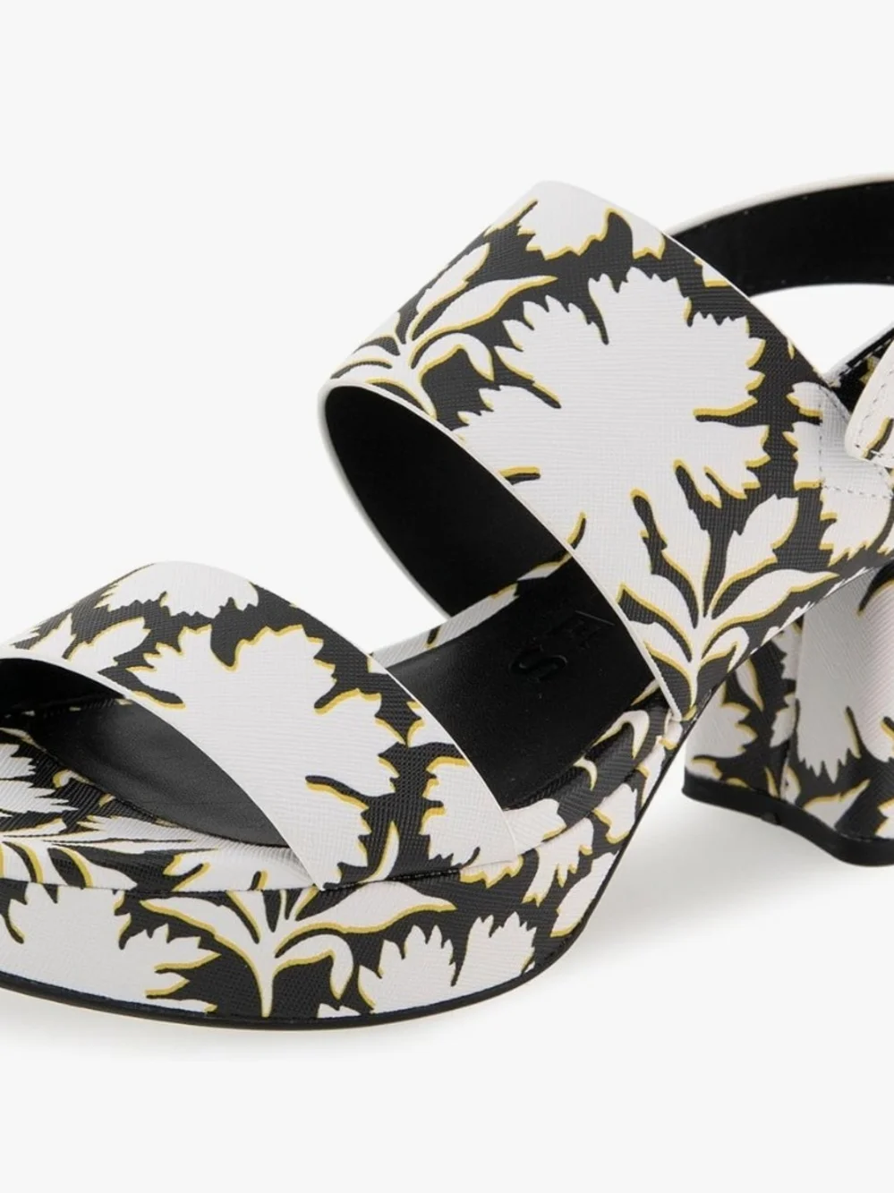 Aerosole Camera White Floral Pattern Block Heel Sandals